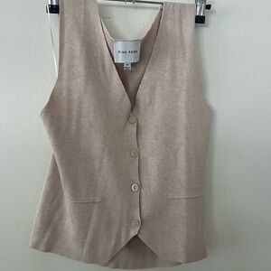 Sleeveless Button Vest in Light Beige with matching pants